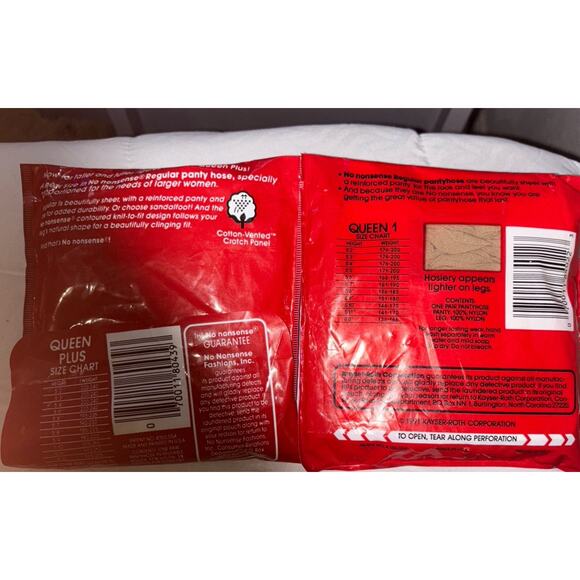 No Nonsense Regular Pantyhose Reinforced Toe size Queen & Queen Plus Nude 2 Pair - Picture 2 of 2